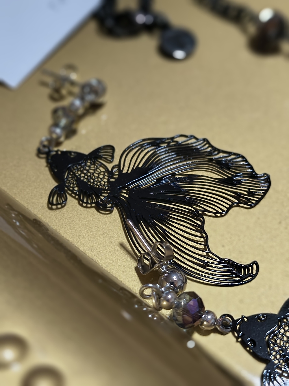 Black Filigree Goldfish Earrings-elegant Statement Set Edgy GLAM